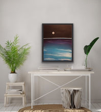 Load image into Gallery viewer, Studio Brambilla Aware Winning Toronto Artist: Home Decor: Our prehistoric ancestors could only see the horizon from the ground. Thanks to modern science we are now able to see the horizon from space. I wanted to show this new horizon line while playing with the trick of showing different periods of time in the same image. So here we have a view of day passing into night (or night passing into day...as you wish) under the light of the beautiful moon.