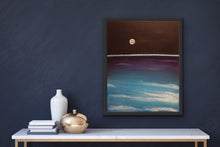 Load image into Gallery viewer, Studio Brambilla Aware Winning Toronto Artist: Home Decor: Our prehistoric ancestors could only see the horizon from the ground. Thanks to modern science we are now able to see the horizon from space. I wanted to show this new horizon line while playing with the trick of showing different periods of time in the same image. So here we have a view of day passing into night (or night passing into day...as you wish) under the light of the beautiful moon.