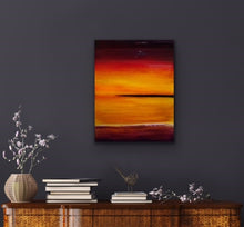 Load image into Gallery viewer, Studio Brambilla Aware Winning Toronto Artist: Home Decor: Looking for a little colour to brighten up your room? This is the perfect piece for you. I start with a wood panel and cover it with Venetian Plaster for texture and then paint on top of that with these beautiful colours that remind me of those really spectacular sunsets that you see now and then.