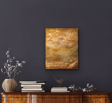 Load image into Gallery viewer, Studio Brambilla Aware Winning Toronto Artist: Home Decor: From my Topography Series. I just love how the metallic gold paint creates so much drama. Looking down on a golden field from above. Totally abstract yet inspired from a totally real image. This is one of my personal favourites and looks beautiful in any room and on any colour wall.