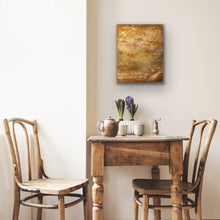 Load image into Gallery viewer, Studio Brambilla Aware Winning Toronto Artist: Home Decor: From my Topography Series. I just love how the metallic gold paint creates so much drama. Looking down on a golden field from above. Totally abstract yet inspired from a totally real image. This is one of my personal favourites and looks beautiful in any room and on any colour wall.