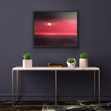 Load image into Gallery viewer, Studio Brambilla Aware Winning Toronto Artist: Home Decor: I love the drama of the evening sky...ever changing ever beautiful. This work represents how a sailor uses the sky to navigate. Have you ever heard the sailing expression "Red sky at night, sailors delight. Red sky in the morning sailors take warning"? Well this is the red night sky so you can expect your morning to be smooth sailing. Cheers. At 24"x30" this is a good sized oil on canvas that can look great on light or dark coloured walls.