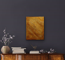 Load image into Gallery viewer, Studio Brambilla Aware Winning Toronto Artist: Home Decor: From my Topography Series, this glowing gold painting is my view of looking down on a beautiful mountain range reflecting the sun. You can see the peaks and the valleys.