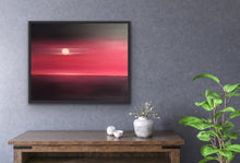 Load image into Gallery viewer, Studio Brambilla Aware Winning Toronto Artist: Home Decor: I love the drama of the evening sky...ever changing ever beautiful. This work represents how a sailor uses the sky to navigate. Have you ever heard the sailing expression "Red sky at night, sailors delight. Red sky in the morning sailors take warning"? Well this is the red night sky so you can expect your morning to be smooth sailing. Cheers. At 24"x30" this is a good sized oil on canvas that can look great on light or dark coloured walls.