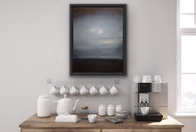 Load image into Gallery viewer, Studio Brambilla Aware Winning Toronto Artist: Home Decor: It's early morning on the beach and there has been overnight rain. But now the sun is making its case to come out and shine for the rest of the day...so cheer up and look on the bright side. This is a 14"x18" oil on wood panel With buffed resin varnish for a satin like finish and framed in a black floating museum frame.