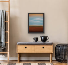 Load image into Gallery viewer, Studio Brambilla Aware Winning Toronto Artist: Home Decor: This painting, with its shimmering gold paint will make you feel great every time you look at it. Colourful and cheerful, and perfect for any room in your home. This is a 14"x18" oil on wood panel with a buffed resin satin finish and a black floating frame.