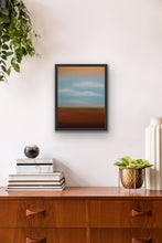 Load image into Gallery viewer, Studio Brambilla Aware Winning Toronto Artist: Home Decor: This painting, with its shimmering gold paint will make you feel great every time you look at it. Colourful and cheerful, and perfect for any room in your home. This is a 14"x18" oil on wood panel with a buffed resin satin finish and a black floating frame.