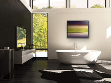 Load image into Gallery viewer, Studio Brambilla Aware Winning Toronto Artist: Home Decor: Lavender and lime are complementary colours that are not used together very often but I love the harmony they create together. So I wanted to create a surreal seascape using those colours. Well a viewer of this work said it looked exactly like a sky she has seen many times up at her cottage. So this shows that real and surreal are truly closely related! This is a 22"x30" oil on canvas