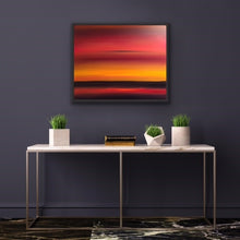 Load image into Gallery viewer, Studio Brambilla Aware Winning Toronto Artist: Home Decor: Imagine what our prehistoric ancestors thought when they saw this evening sky. How dramatic, how beautiful. Why is the sky these colours? What does it mean? Are the gods angry or happy? What will tomorrow bring? What's on the other side of that horizon? We look at a sunset for its beauty but our ancestors had many unanswered questions with every sunset and sunrise they saw.