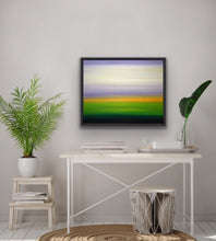 Load image into Gallery viewer, Studio Brambilla Aware Winning Toronto Artist: Home Decor: The world is a field of colours. Here we have the beginnings of a serene sunset casting a beautiful lavender glow in the sky which is softened by some lazy hazy clouds. If you squint you eyes a bit you can feel like you are standing in a grassy field being surrounded by this atmospheric work.