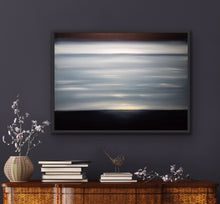 Load image into Gallery viewer, Studio Brambilla Aware Winning Toronto Artist: Home Decor:I often like to show the passage of time in what is otherwise a static image. In this work, I have chosen to depict both dawn and dusk in the same painting. Dawn at the bottom horizon line and dusk at the upper horizon line with just a hint of morning yellow at the bottom and a hint of evening pink at the top. A great conversation piece for your guests when entertaining.