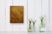 Load image into Gallery viewer, Studio Brambilla Aware Winning Toronto Artist: Home Decor: From my Topography Series, this glowing gold painting is my view of looking down on a beautiful mountain range reflecting the sun. You can see the peaks and the valleys.
