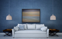 Load image into Gallery viewer, Studio Brambilla Aware Winning Toronto Artist: Home Decor: If you are looking for a soft, paste-like work of art, this is the one for you. A peaceful rendition of one of those beautiful golden sunrises you so enjoy when you take your morning walks on the beach. The golden colour is created using high end metallic gold oils so it has a shimmering quality that makes it special.  A good size 30&quot;x40&quot; oil on canvas accented with a black floating frame.
